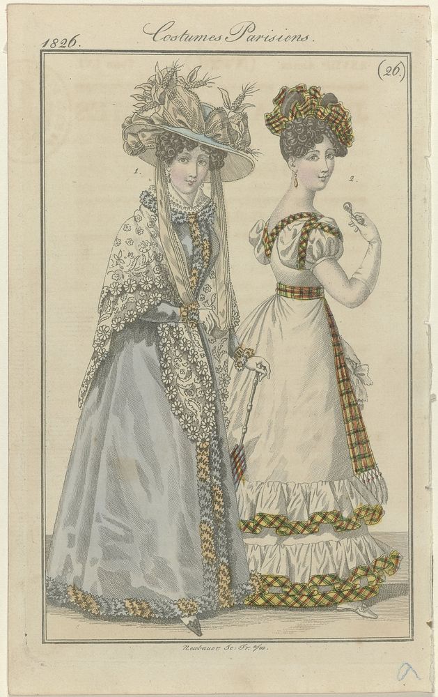 Journal des Dames et des Modes, editie Frankfurt 1826, Costumes Parisiens, (26) (1826) by Friedrich Ludwig Neubauer and J P…