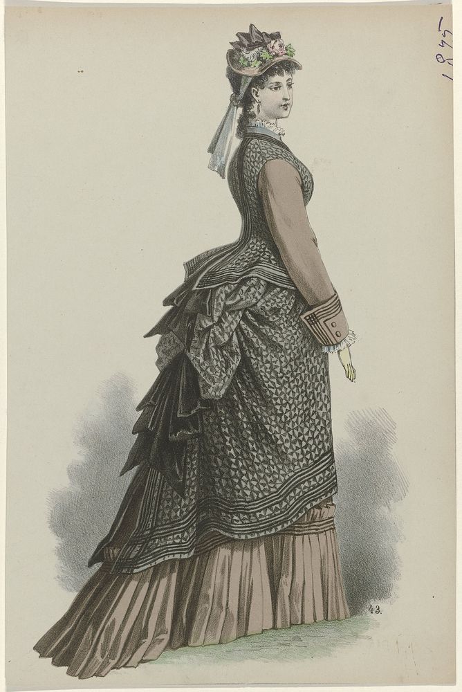 Vrouw in japon met sleepje, 1875, No. 43 (1875) by anonymous