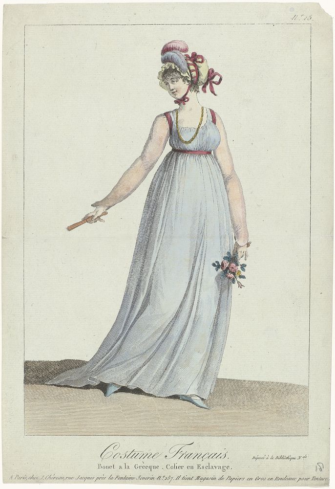 Costume Français, puis Nouveau Costume Parisien 1799-1810, No. 13 : Bonet a la Grècqu (...) (1799 - 1810) by anonymous and J…