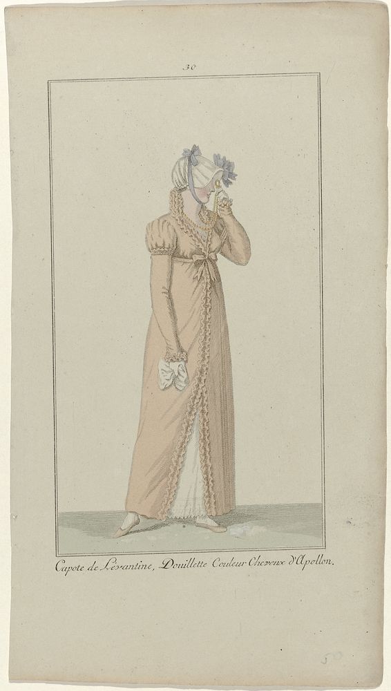 Elegantia, of tijdschrift van mode, luxe en smaak voor dames, December 1807, No. 30 : Capote de Lévantin (...) (1807) by…
