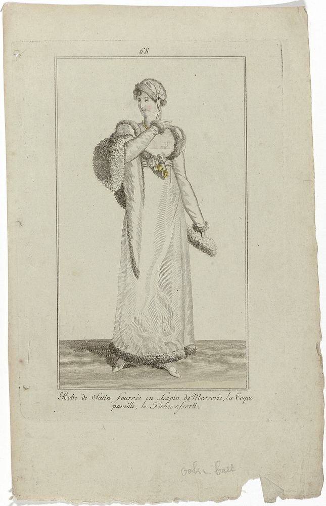 Elegantia, of tijdschrift van mode, luxe en smaak voor dames, Januari 1809, No. 68 : Robe de Satin (...) (1808) by anonymous…