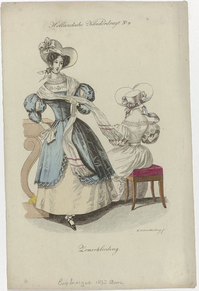 Euphrosyne, 1832, No.9 : Hollandsche kleederdragt. Zomerkleeding. (1832) by Elisabeth Barbara Schmetterling