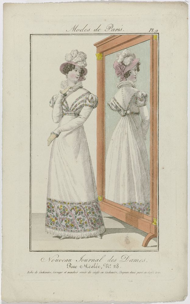 Nouveau Journal des Dames, 1821, Pl. 9 : Robe de Cachemir (...) (1821) by anonymous and Dupré uitgever