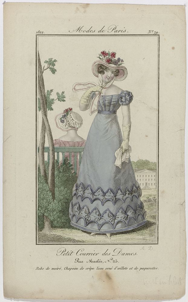 Petit Courrier des Dames, 1822, No. 79 : Robe de moiré (...) (1822) by August Delvaux and Dupré uitgever