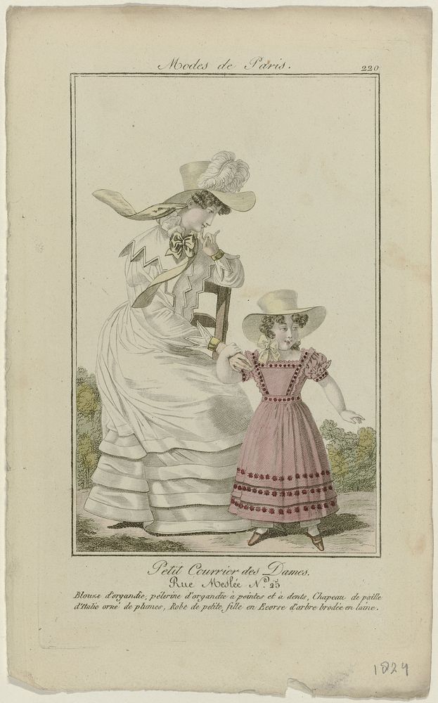 Petit Courrier des Dames, 1824, No. 220 : Blouse d'organdi (...) (1824) by anonymous and Dupré uitgever