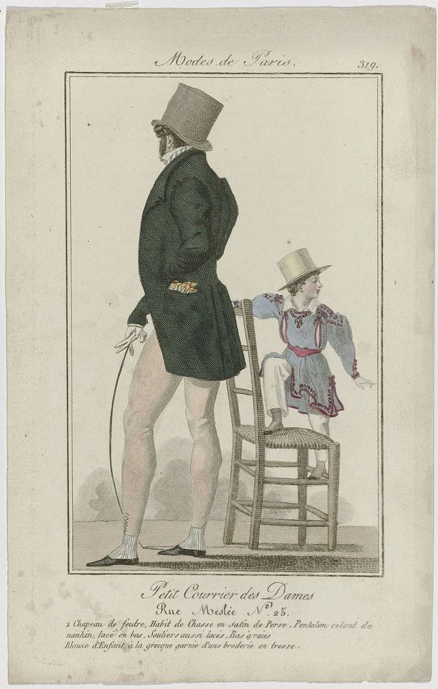 Petit Courrier des Dames, 1825, No. 319 : 1 Chapeau de feutr (...) (1825) by anonymous and Dupré uitgever