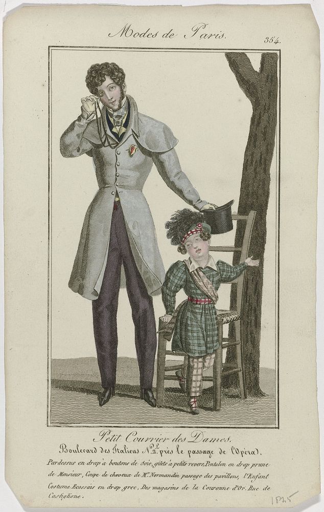 Petit Courrier des Dames, 1825, No. 354 : Pardessus en drap à boutons (...) (1825) by anonymous and Dupré uitgever