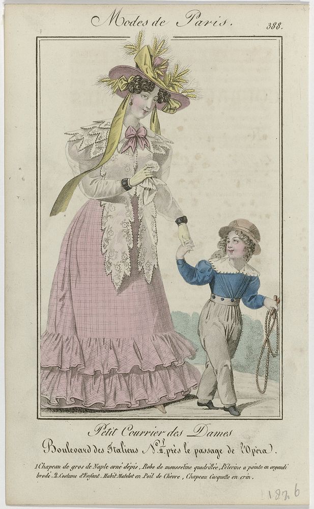 Petit Courrier des Dames, 1826, No. 388 : 1 Chapeau de gros de Napl (...) (1826) by anonymous and Dupré uitgever
