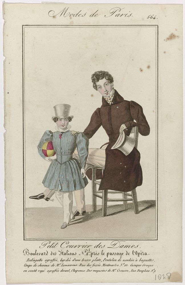 Petit Courrier des Dames, 1828, No. 564 : Redingotte agraffé (...) (1828) by anonymous and Dupré uitgever