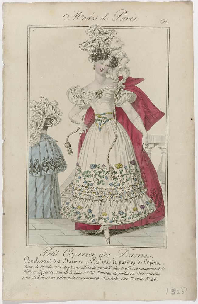 Petit Courrier des Dames, 1828, No. 594 : Toque de Blond (...) (1828) by anonymous and Dupré uitgever