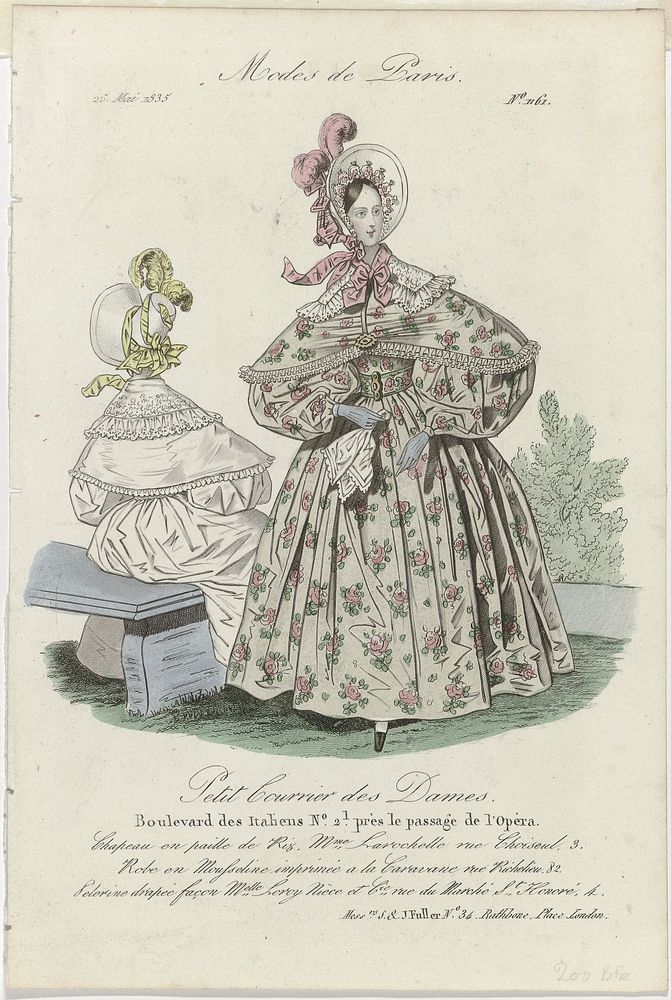 Petit Courrier des Dames, 25 Mai 1835, No. 1161 : Chapeau en paille de Riz (...) (1835) by anonymous, Dupré uitgever and S…