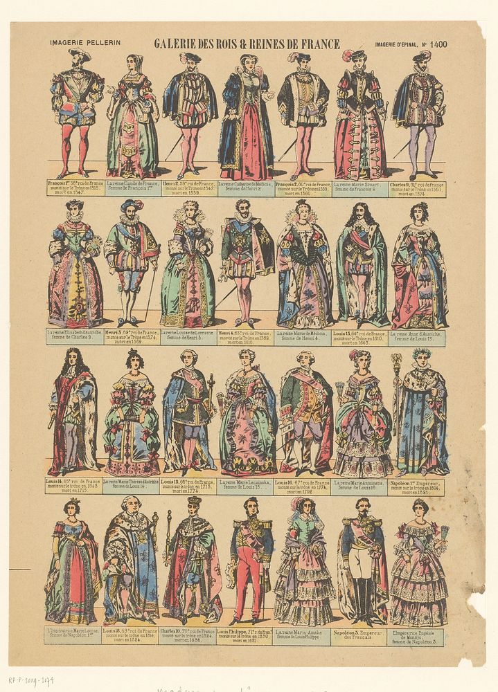 Achtentwintig Franse koningen en koninginnen (1851 - 1873) by anonymous and Imagerie d Epinal  Pellerin