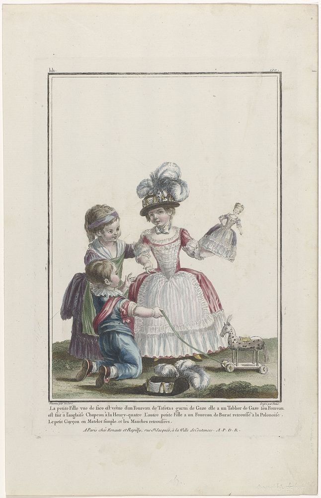 Gallerie des Modes et Costumes Français, 1780, hh 190 : La petite fille vue de fac (...) (1780) by Charles Emmanuel Patas…
