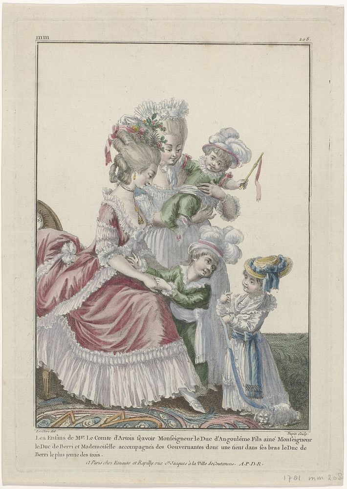 Gallerie des Modes et Costumes Français, 1781, mm 208 : Les Enfants de Mgr.le Comte d'Artois (...) (1781) by Nicolas Dupin…