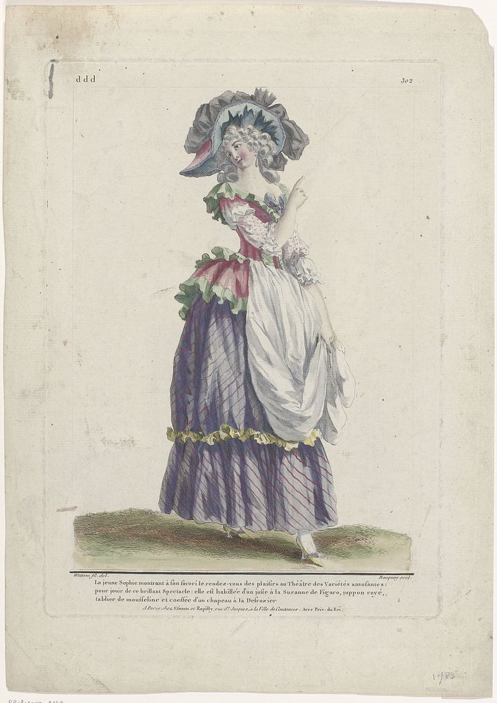 Gallerie des Modes et Costumes Français, 1785, ddd 302 : La jeune Sophie montrant (...) (1785) by Pierre Charles Baquoy…