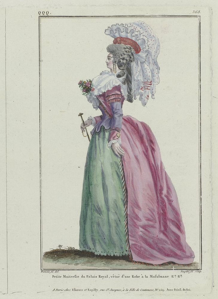 Gallerie des Modes et Costumes Français, 1787, qqq 368 : Petit Maîtresse du Palais-Royal (...) (1787) by Pierre Charles…