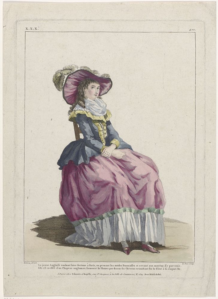 Gallerie des Modes et Costumes Français, 1787, xxx 401 : La jeune Anglais (...) (c. 1787) by Le Bas, François Louis Joseph…