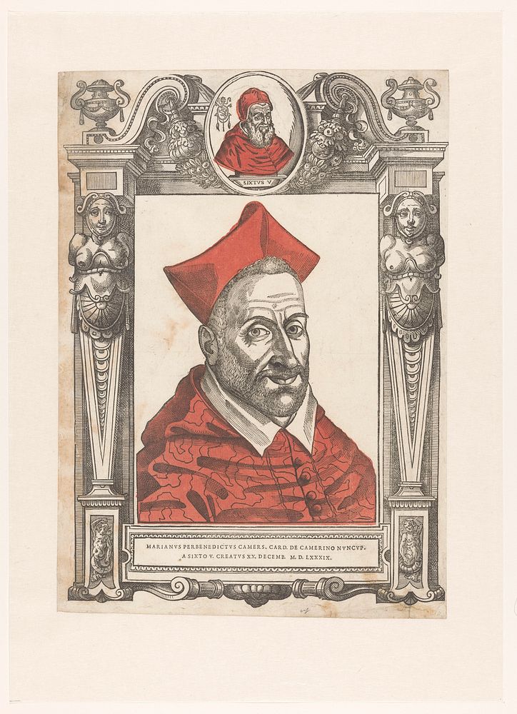 Portret van kardinaal Mariano Pierbenedetti (1590 - 1600) by Leonardo Parasole