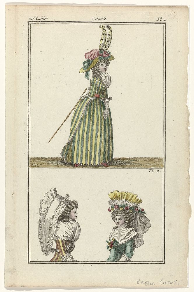 Magasin des Modes Nouvelles Françaises et Anglaises, 1787, kopie naar Pl. 1 en Pl. 2 (1787) by anonymous, A B Duhamel…