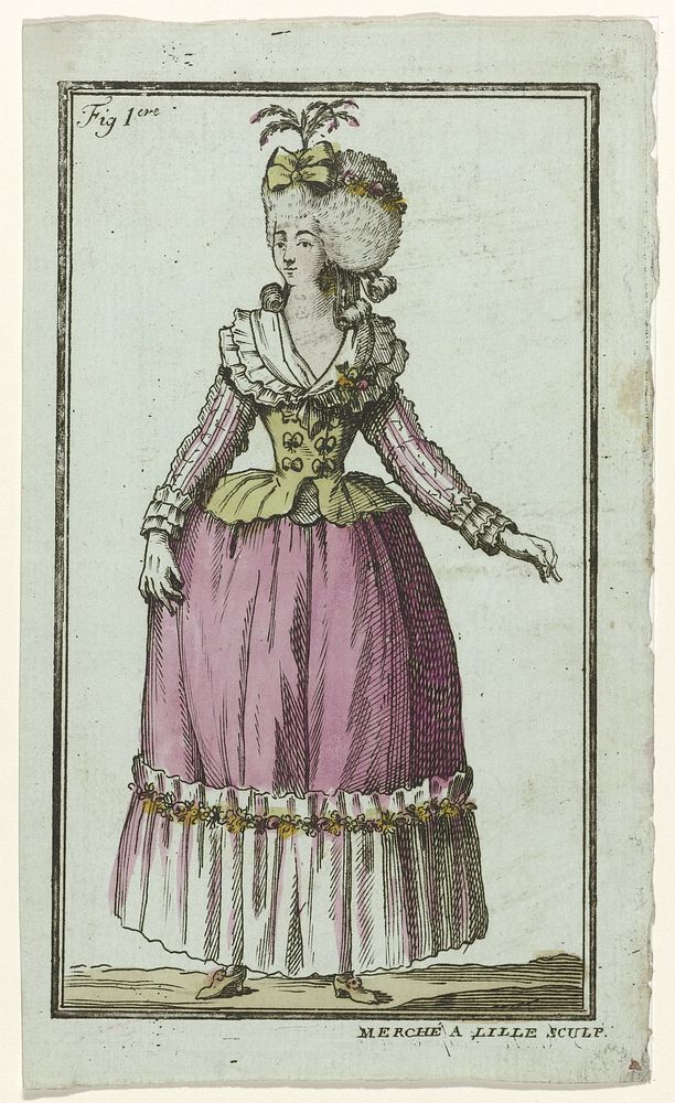 Magasin des Modes Nouvelles Françaises et Anglaises, kopie naar 10 février 1787, Pl. 1 (c. 1787) by Merché, A B Duhamel…