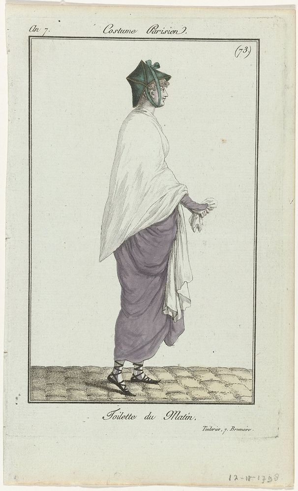Journal des Dames et des Modes, Costume Parisien, 18 novembre 1798, An 7, (73.) : Toilette du Matin. (1798) by anonymous…