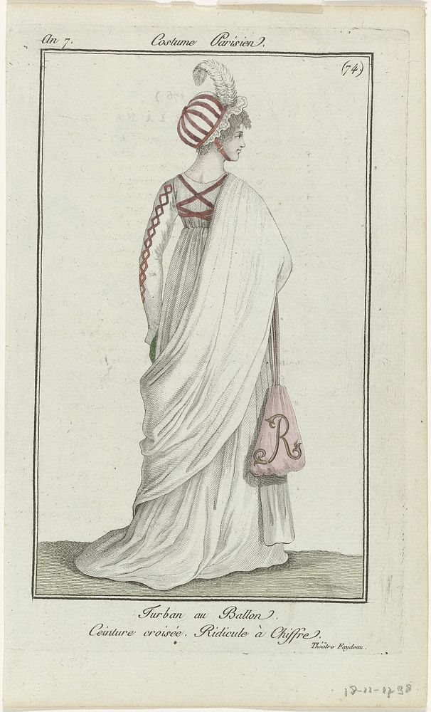 Journal des Dames et des Modes, Costume Parisien, 18 novembre 1798, An 7, (74.) : Turban au Ballon (...) (1798) by…