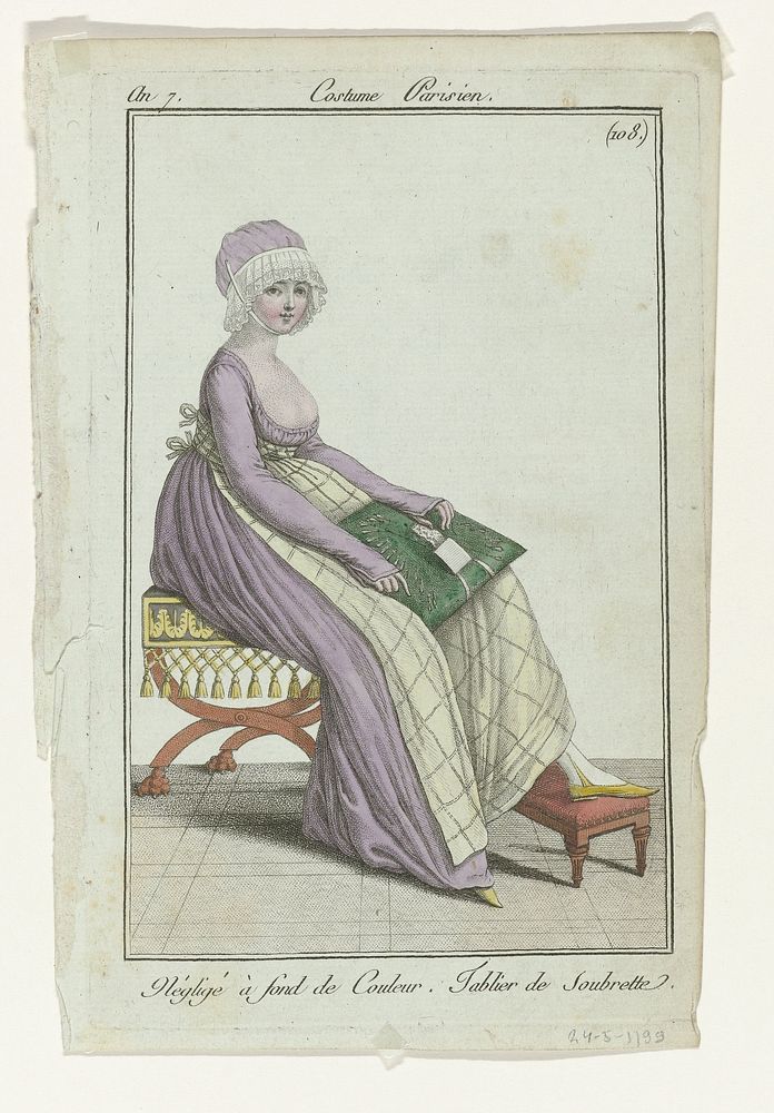Journal des Dames et des Modes, Costume Parisien, 24 mai 1799, An 7, (108(bis)) : Négligé à fond de Couleur (...) (1799) by…
