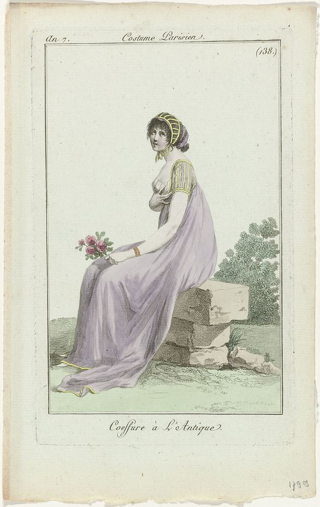 Journal des Dames et des Modes, Costume Parisien 1799, An 7, (138.) : Coeffure à l'Antique. (1799) by anonymous and Pierre…
