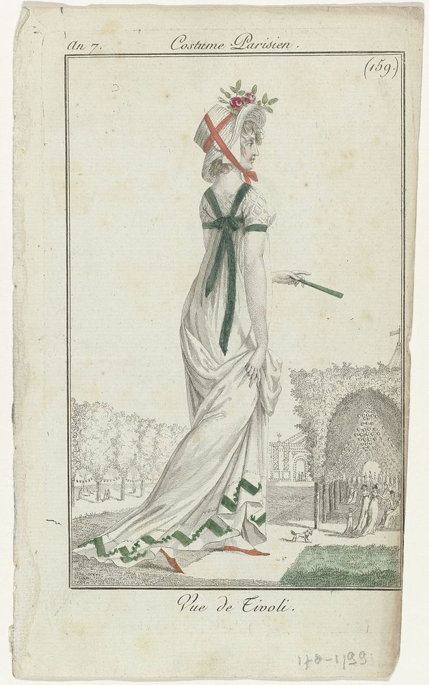 Journal des Dames et des Modes, Costume Parisien, 22 septembre 1799, An 7, (159.) : Vue de Tivoli (1799) by anonymous and…