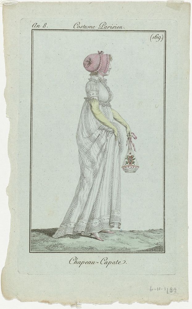 Journal des Dames et des Modes, Costume Parisien, 6 novembre 1799, An 8 (169) : Chapeau - Capote (1799) by anonymous and…