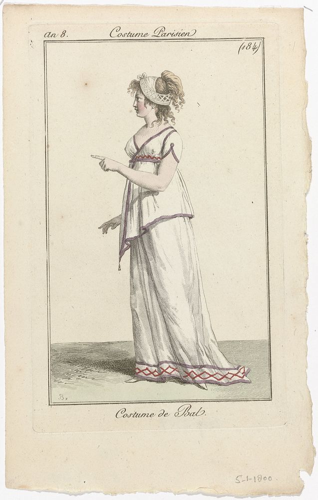 Journal des Dames et des Modes, Costume Parisien, 5 janvier 1800, (184) An 8 : Costume de Bal (1800) by Pierre Charles…