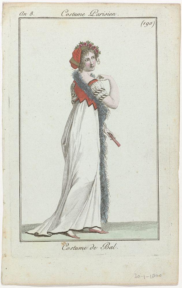 Journal des Dames et des Modes, Costume Parisien, 30 janvier 1800, An 8, (190) : Costume de Bal (1800) by anonymous and…