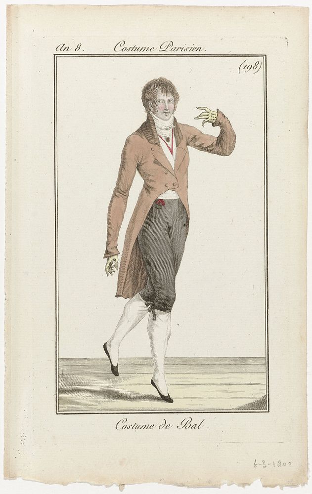 Journal des Dames et des Modes, Costume Parisien, 6 mars 1800, An 8, (198): Costume de Bal (1800) by anonymous and Pierre de…