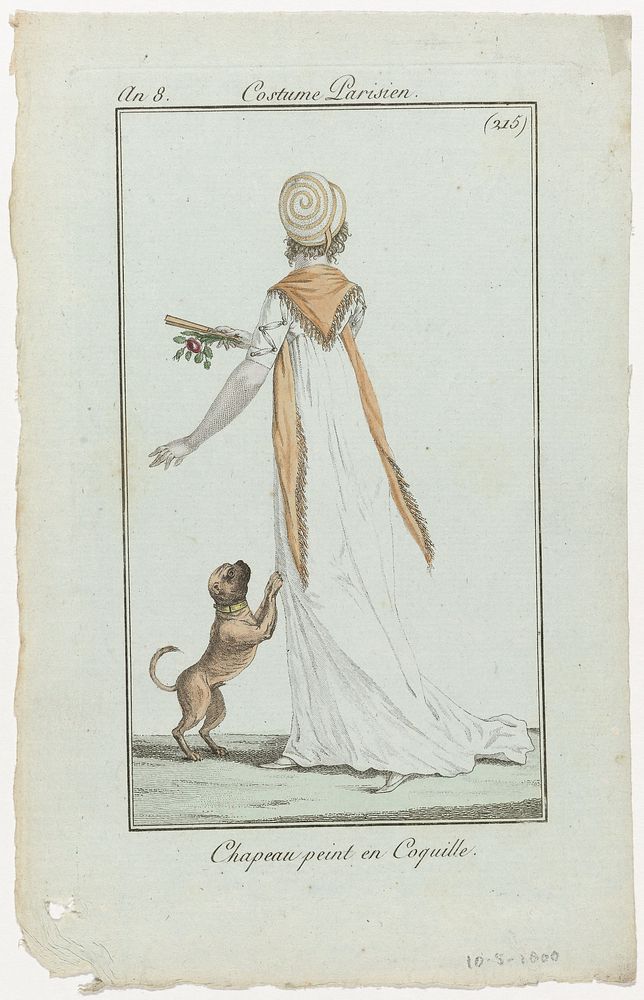 Journal des Dames et des Modes, Costume Parisien, 10 mai 1800, An 8, (215) : Chapeau peint en Coquille (1800) by anonymous…