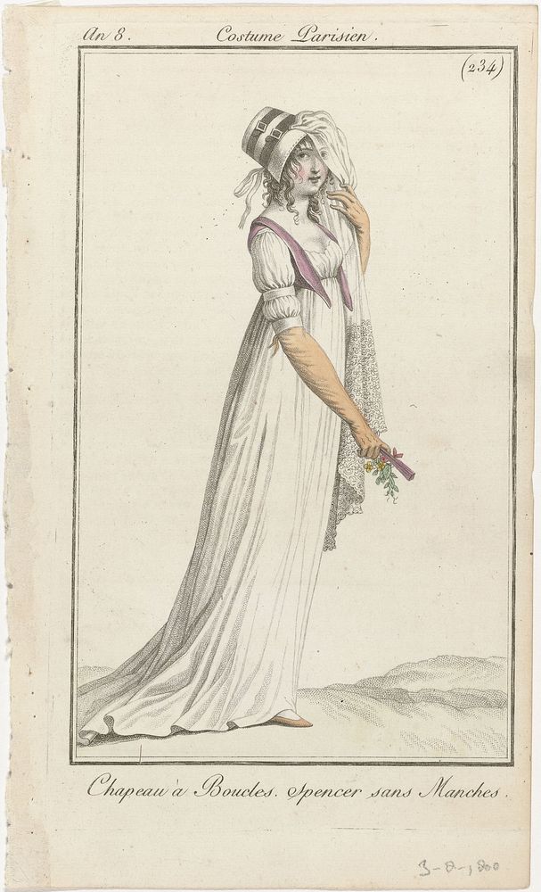 Journal des Dames et des Modes, Costume Parisien, 3 août 1800, An 8, (234) : Chapeau à Boucles (...) (1800) by anonymous and…