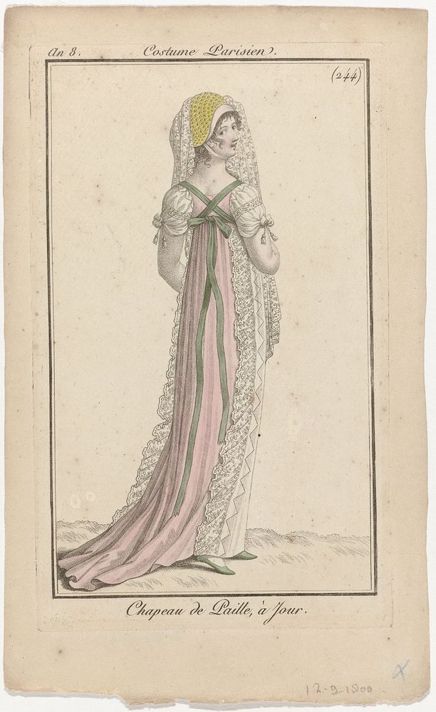 Journal des Dames et des Modes, Costume Parisien, 12 septembre 1800, An 8, (244) : Chapeau de Paill (...) (1800) by…