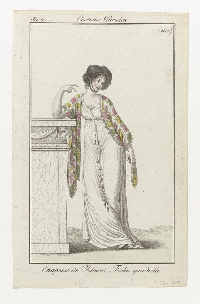 Journal des Dames et des Modes, Costume Parisien, 1 décembre 1800, An 9, (262) : Chapeau de Velours (...) (1800) by…