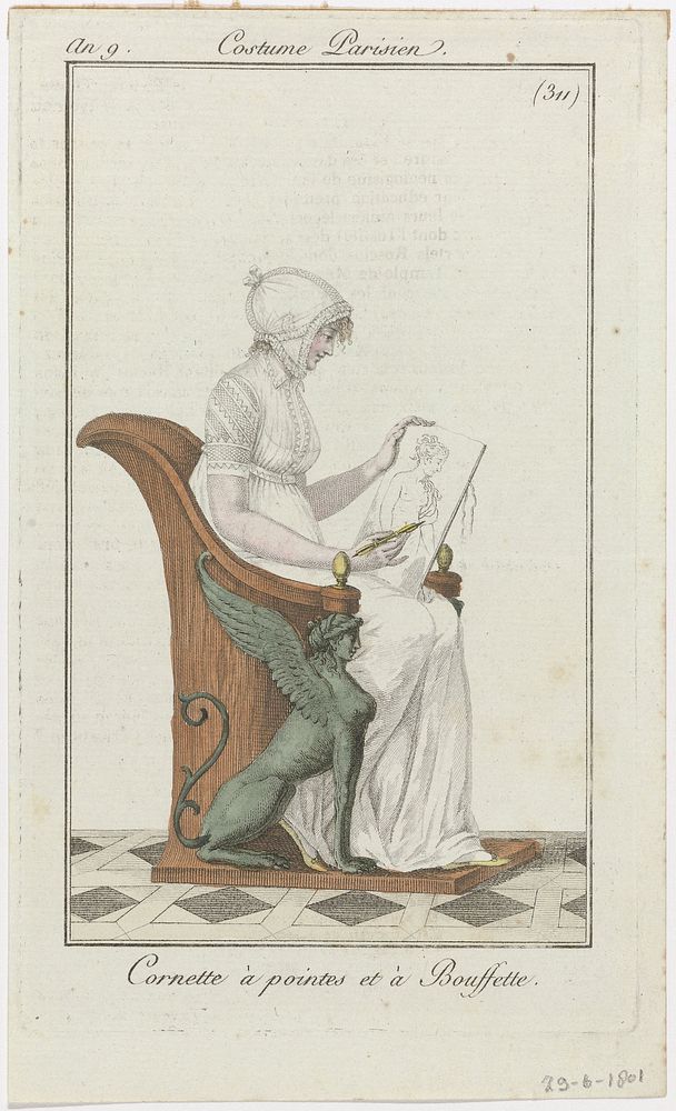 Journal des Dames et des Modes, Costume Parisien, 29 juin 1801, An 9, (311) : Cornette à pointes (...) (1801) by anonymous…