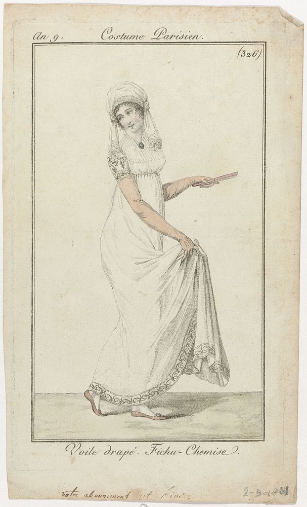 Journal des Dames et des Modes, Costume Parisien, 2 septembre 1801, An 9, (326) : Voile drapé (...) (1801) by anonymous and…