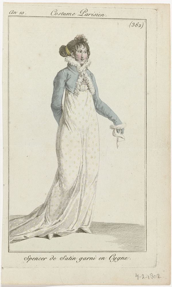 Journal des Dames et des Modes, Costume Parisien, 4 février 1802, An 10, (362) : Spencer de Satin (...) (1802) by anonymous…
