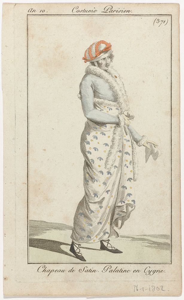 Journal des Dames et des Modes, Costume Parisien, 16 mars 1802, An 10, (371) : Chapeau de Satin (...) (1802) by anonymous…