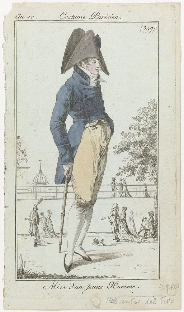 Journal des Dames et des Modes, Costume Parisien, 4 juillet 1802, An 10, (397) : Mise d'un Jeune Homme (1802) by anonymous…