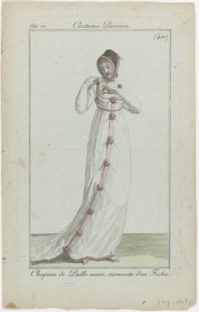 Journal des Dames et des Modes, Costume Parisien, 24 juillet 1802, An 10, (401) : Chapeau de Paille noir (...) (1802) by…