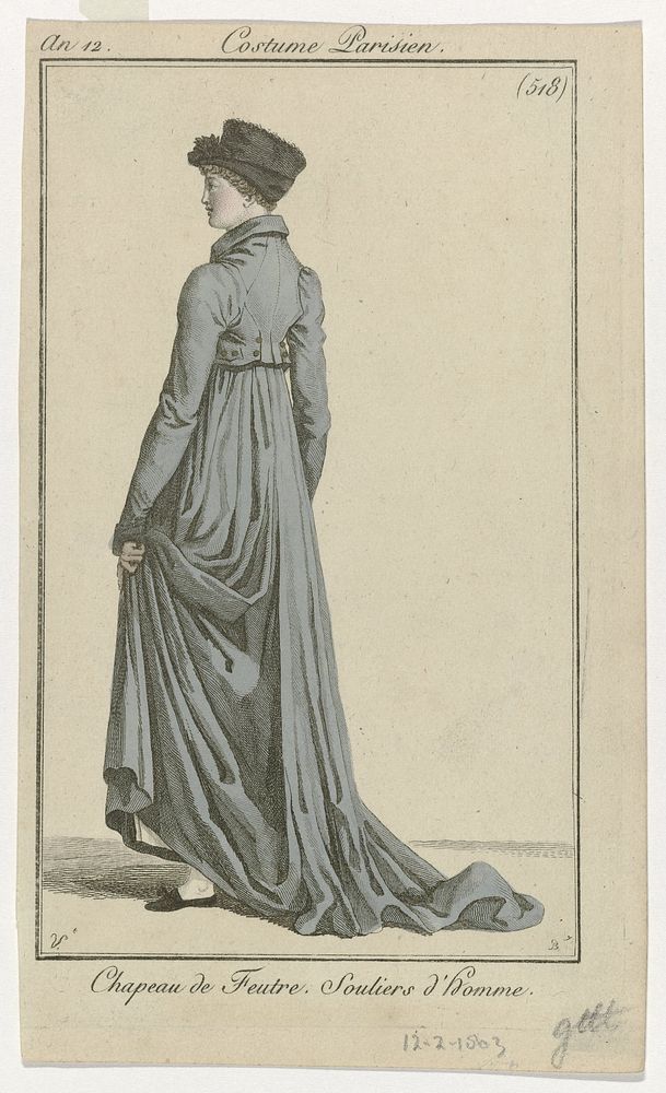Journal des Dames et des Modes, Costume Parisien, 12 décembre 1803, An 12, (518): Chapeau de Feutr (...) (1803) by Pierre…