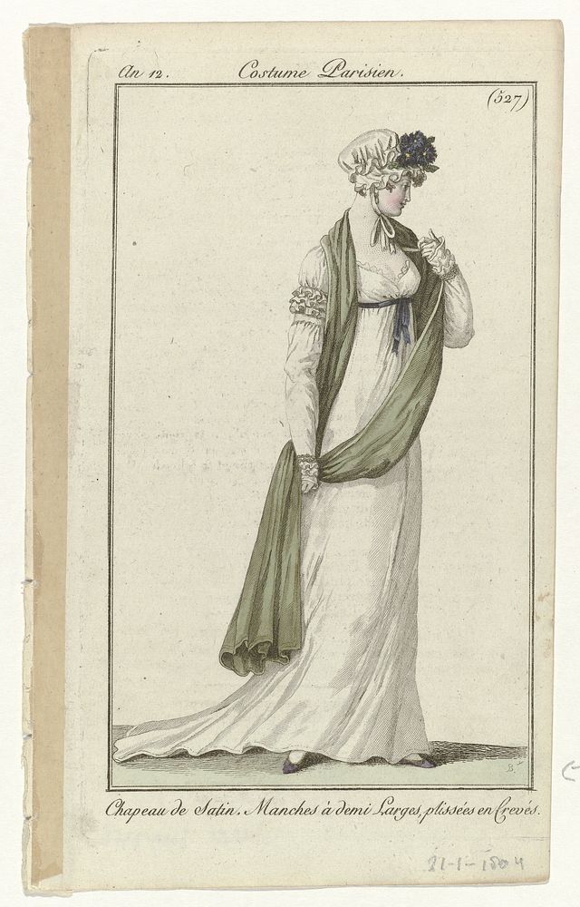 Journal des Dames et des Modes, Costume Parisien, 21 janvier 1804, An 12, (527): Chapeau de Satin (...) (1804) by Pierre…