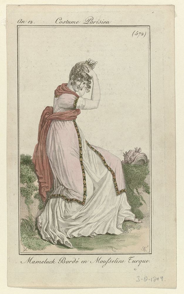 Journal des Dames et des Modes, Costume Parisien, 3 août 1804, An 12, (572): Mameluck Bordé (...) (1804) by Pierre Charles…