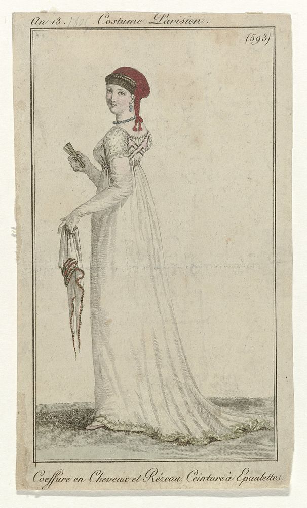 Journal des Dames et des Modes, Costume Parisien, 1 novembre 1804, An 13, (593): Coeffure en Cheveux (...) (1804) by…
