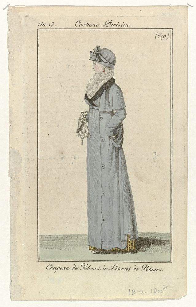 Journal des Dames et des Modes, Costume Parisien, 19 février 1805, An 13, (619): Chapeau de Velours (...) (1805) by Horace…
