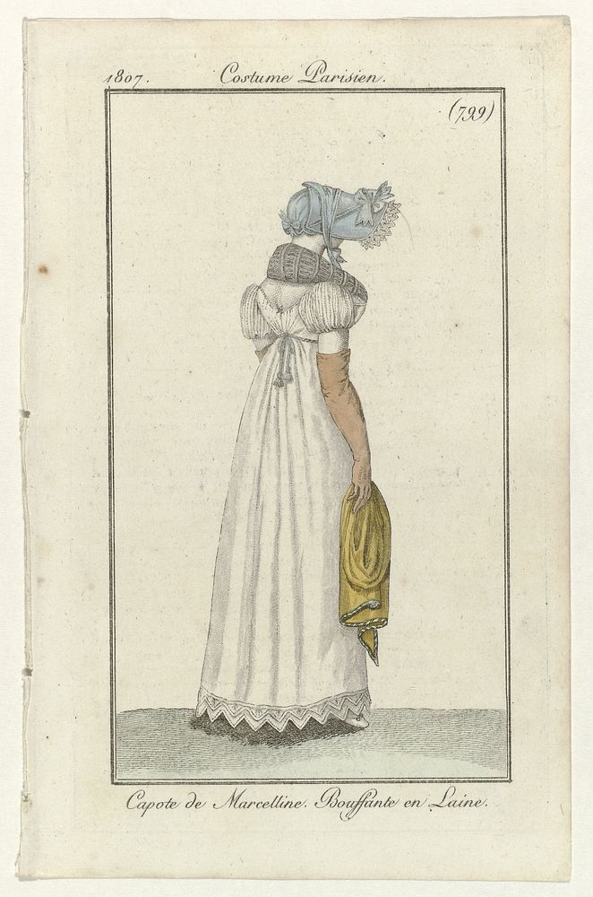 Journal des Dames et des Modes, Costume Parisien, 10 avril 1807, (799): Capote de Marcellin (...) (1807) by anonymous and…