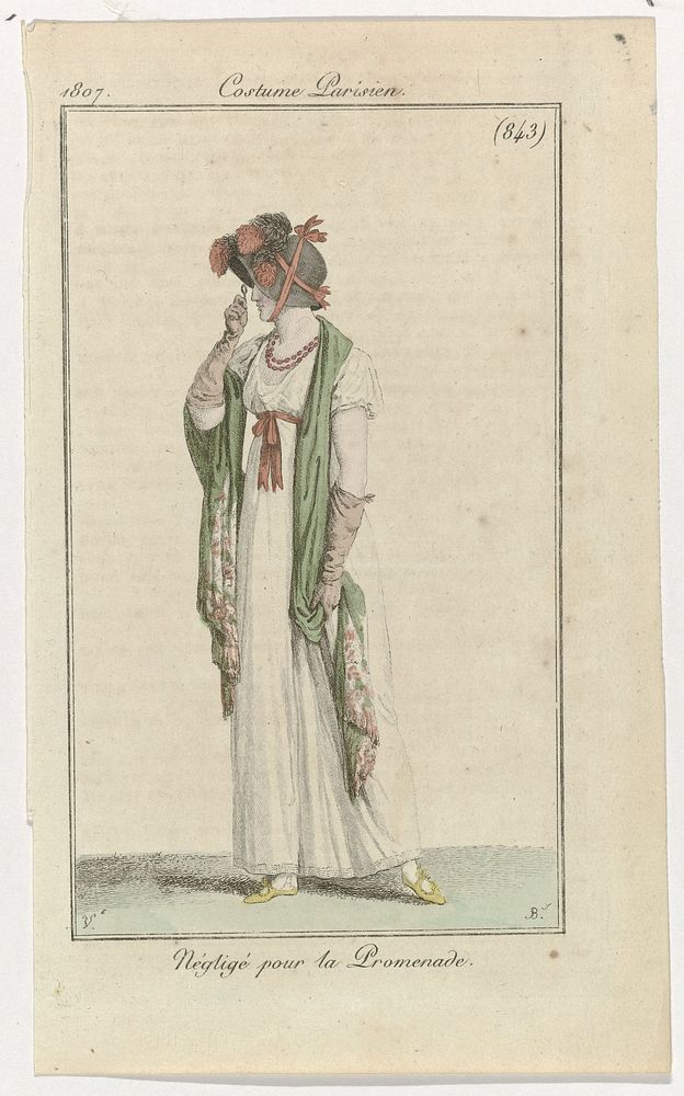Journal des Dames et des Modes, Costume Parisien, 15 octobre 1807, (843): Négligé pour la Promenade (1807) by Pierre Charles…